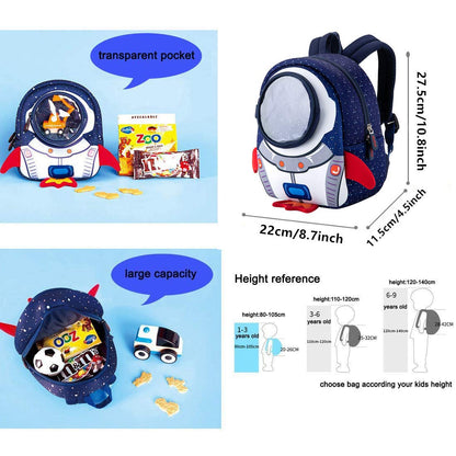 JiePai Rocket Toddler Kids Backpack with Harness Leash for Boys Girls Age 1-3