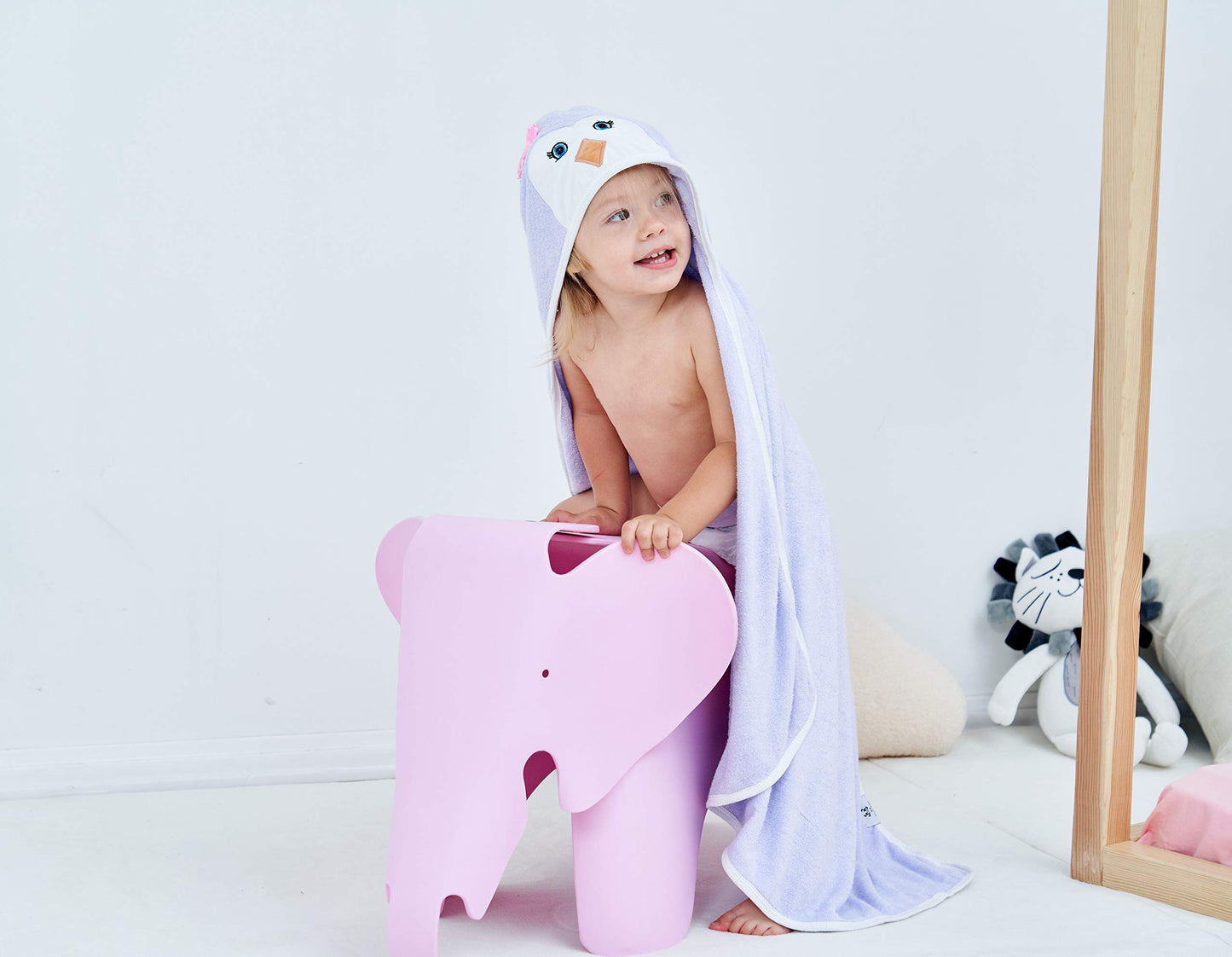 HIPHOP PANDA Hooded Towel - Rayon Made from Bamboo, Bath Towel with Bear Ears for Newborn, Babie, Toddler, Infant - Absorbent Large Baby Towel - Yellow Duck, 30 x 30 Inch