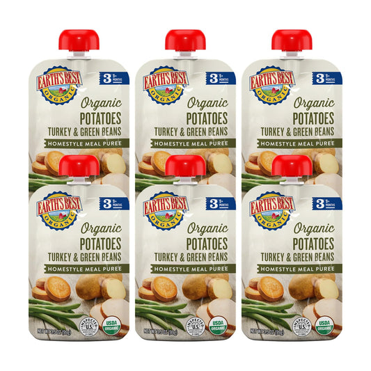 Earth's Best Organic Baby Food Pouches, Stage 3 Homestyle Meal Puree for Babies 9 Months and Older, Organic Chicken Pot Pie Puree, 3.5 oz Resealable Pouch (Pack of 6)