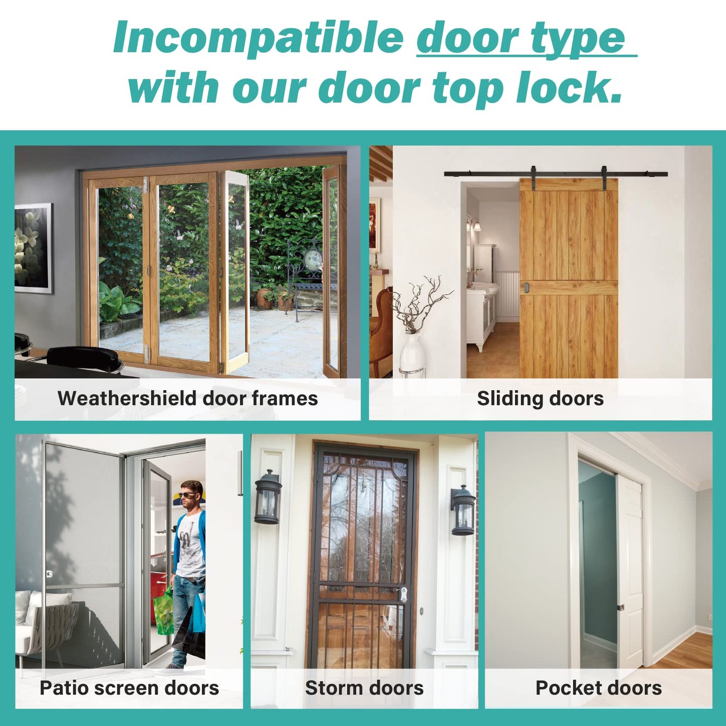 Child Proof Door Top Lock - BILLROAD Top Door Lock for Kids Safety Made of Sturdy Metal | Adjustable Lock Child Safety Top Lock for 0.8-2 inch Thick Interior Doors