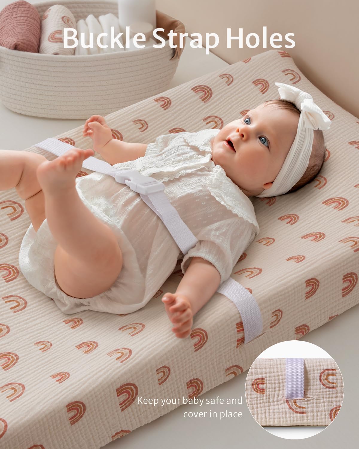 Blissful Diary Muslin Changing Pad Cover for Girls Boys, Ultra Soft Breathable Cotton, Baby Diaper Change Table Pad Covers, 2Pack (Roman Green&Leaf)