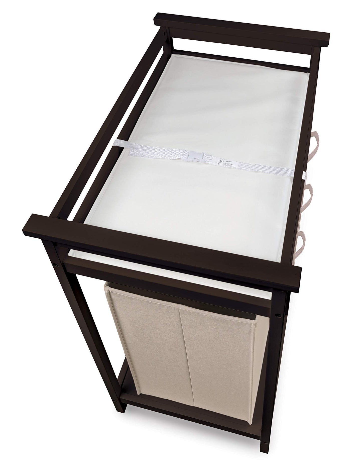 Badger Basket Modern Baby Changing Table - Portable Diaper Station with 3 Drawers Pad & Hamper - Storage Organizer for Baby Clothes, Diapers & Toys - Fresh White/White (34.25 x 20.75 x 34.5)