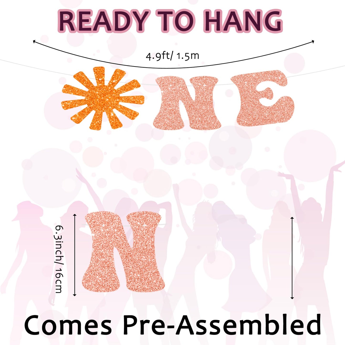 Pre-Strung Baby Shower Banner Oh Baby Sign Rose Gold Glittery Letters | Teddy Bear Gender Reveal Decorations | Baby Sprinkle Decorations for Girl Boy | Baby Gender Reveal Party Decoration Supplies
