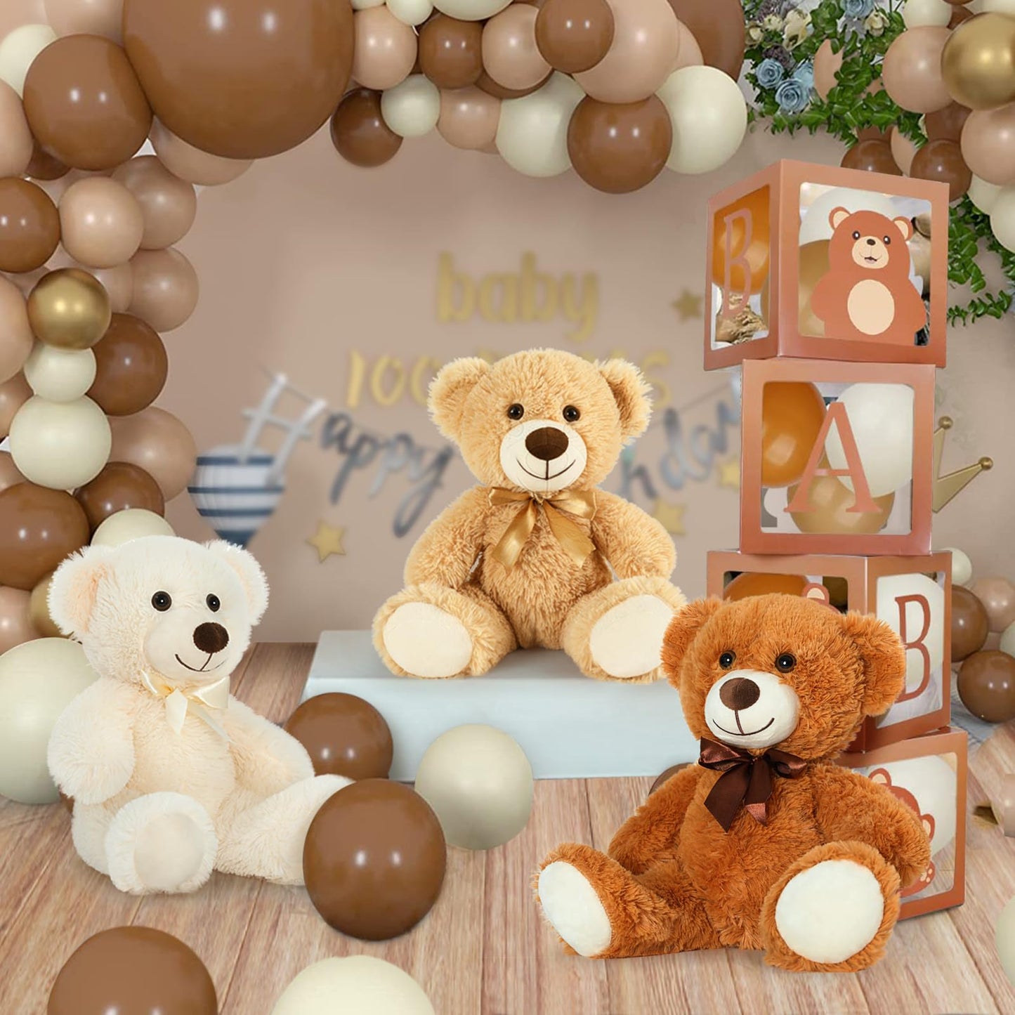 MorisMos 6Pcs Teddy Bears Bulk Baby Shower, 14inch Cute Teddy Bear Stuffed Animals Plush, Small Stuffed Bears on Centerpiece Baby Shower, White