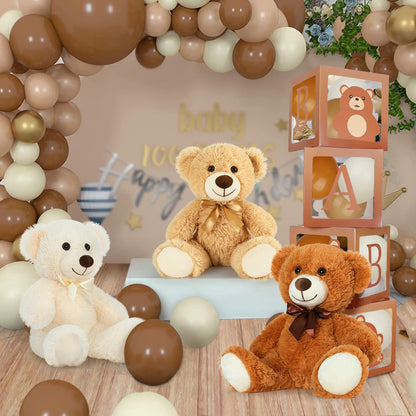 MorisMos 6Pcs Teddy Bears Bulk Baby Shower, 14inch Cute Teddy Bear Stuffed Animals Plush, Small Stuffed Bears on Centerpiece Baby Shower, White