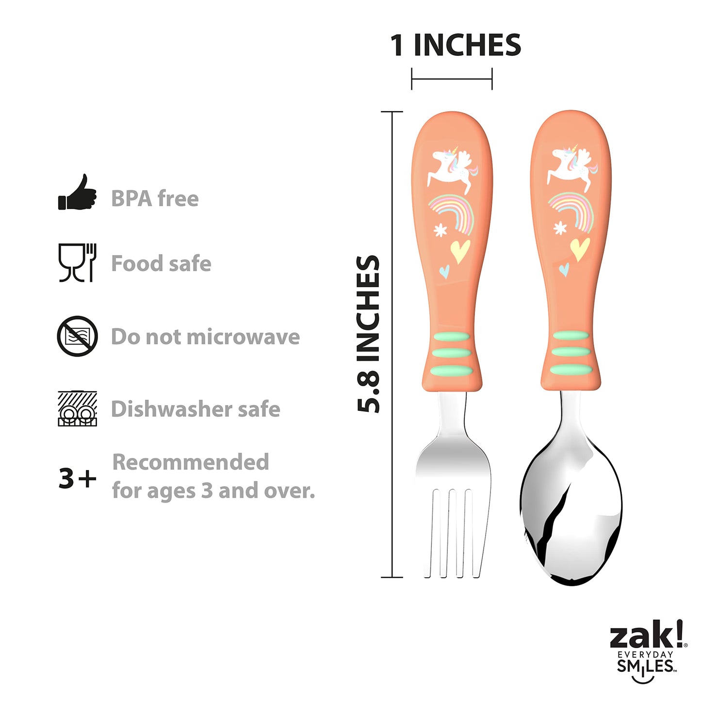Zak Designs 5-Piece Dinnerware Set, Baby Shark - Durable Plastic & Stainless Steel - Includes Water Bottle, 8-Inch Plate, 6-Inch Bowl, Fork & Spoon - Suitable for Kids Ages 3+