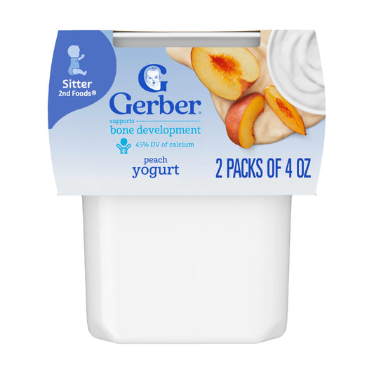 Gerber Baby Food, Yogurt Blends Snack, Banana, 2nd Foods, Baby Snacks, Baby Yogurt, Baby Food Stage 2, No Artificial Flavors or Sweeteners, No Preservatives, 4 oz Tubs (Pack of 2)