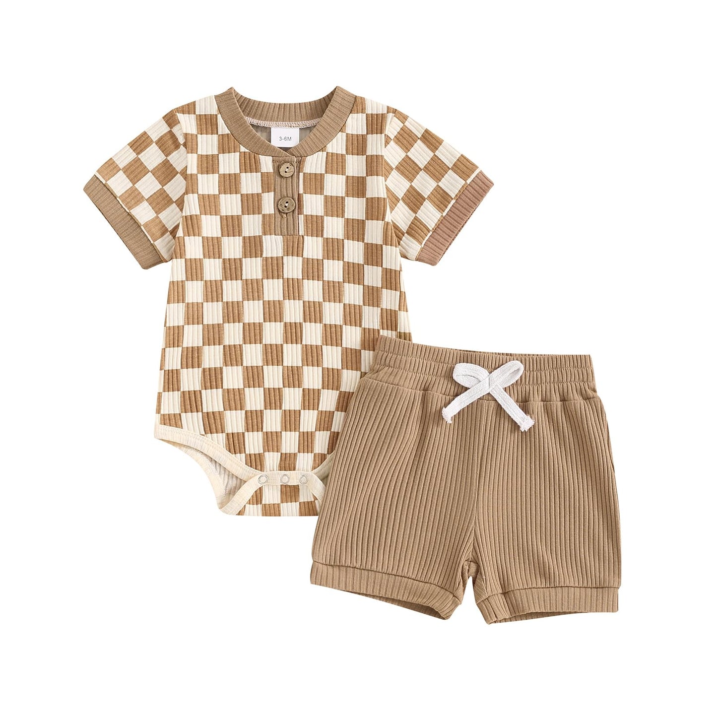 Newborn Baby Boy Girl Clothes 3 6 9 12 18 Months Ribbed Knit Short Sleeve Romper Shorts Set Infant Summer Outfits