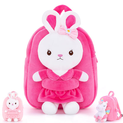 Gloveleya Toddler Backpack Baby Ballerina Girl Gifts Plush Curly Hair Ballet Backpack - Black Blonde 9 inches