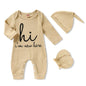 GRNSHTS Newborn Baby Boy Romper Coming Home Outfits Letter Print Bodysuit Jumpsuit+Hat+Gloves 3PCS Clothes Set