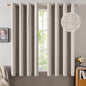MIULEE 100% Blackout Linen Textured Curtains for Bedroom Solid Thermal Insulated Natural Beige Grommet Room Darkening Curtains & Drapes Luxury Decor for Living Room Nursery 52 x 84 Inch (2 Panels)