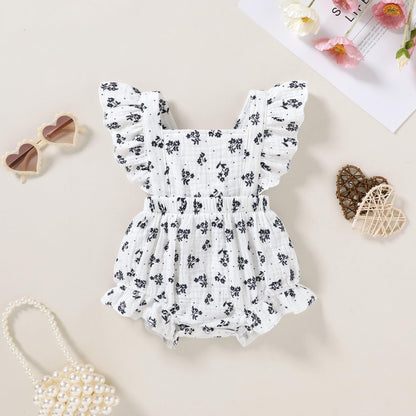 Happy Town Newborn Baby Girl Clothes Infant Summer Romper Sleeveless Floral Cute Outfits One Piece Jumpsuit Bodysuit