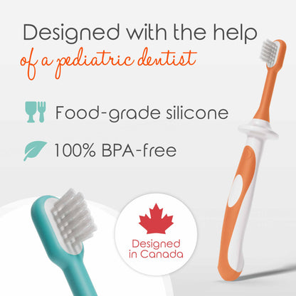 Cherish Baby Care Baby Toothbrush & Toddler Toothbrush Set (0-2 Years) - BPA-Free & Safety-Tested, 2023 Award Winner, Food-Grade Silicone (Teal)