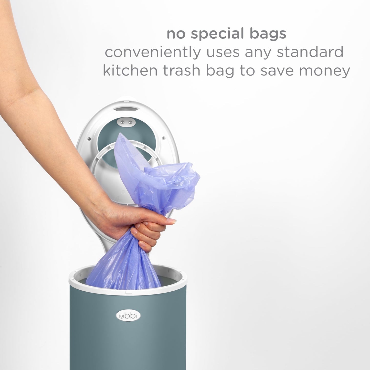 Ubbi Steel Diaper Pail, Odor Locking, No Special Bag Required, Award-Winning, Registry Must-Have, White