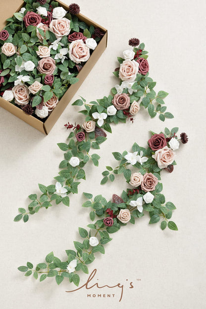 Ling's Moment 10pcs Wedding Chair Decorations Aisle Floral Swag Artificial Pew Flowers Hanging Garland Pink Blush & Cream For Ceremony Reception Church Rose Floral Faux Arrangement Party Outdoor Decor