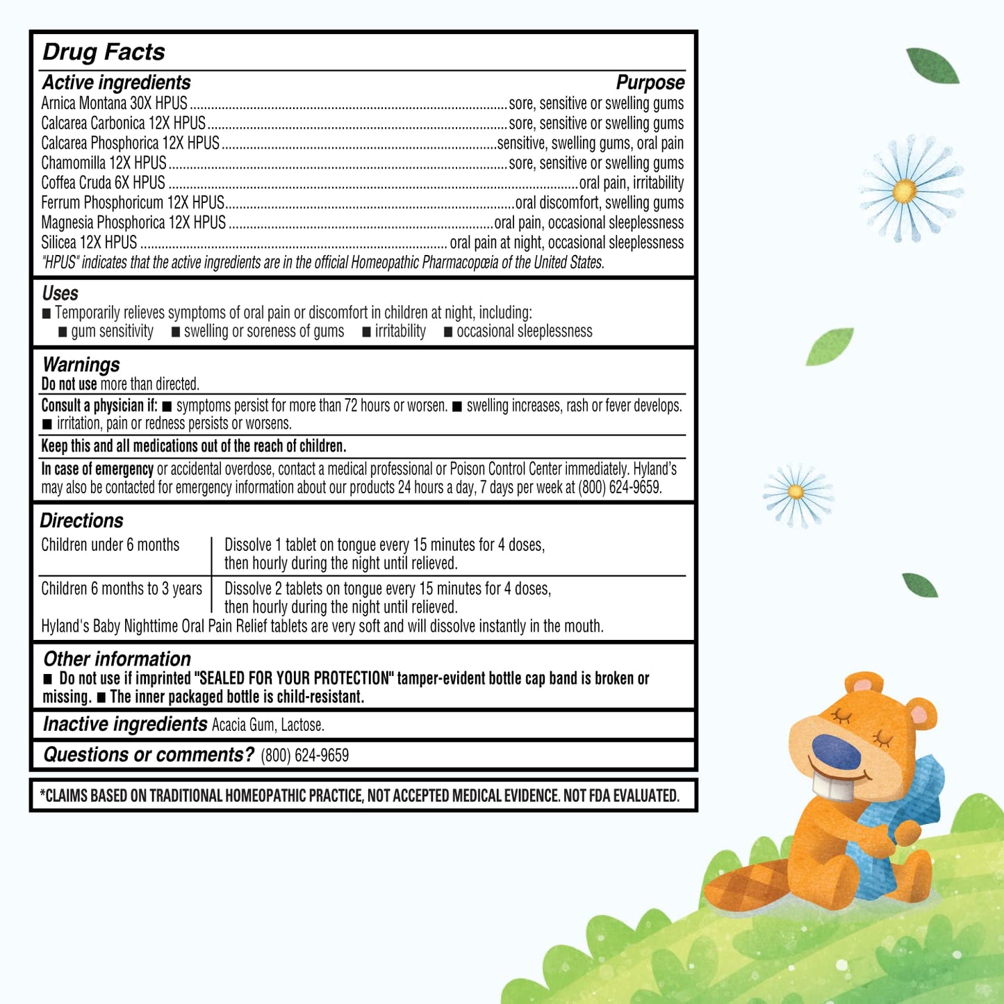 Hyland's Baby Daytime Soothing Tablets with Chamomilla, Natural Relief of Oral Discomfort, Irritability, and Swelling, (Pack of 1, 125 Count Total)
