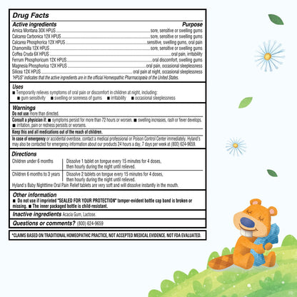 Hyland's Baby Daytime Soothing Tablets with Chamomilla, Natural Relief of Oral Discomfort, Irritability, and Swelling, (Pack of 1, 125 Count Total)