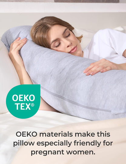 Momcozy Pregnancy Pillows for Side Sleeping, J Shaped Maternity Body Pillow for Pregnancy, Soft Pregnancy Pillow for Head Neck Belly Support, Blue