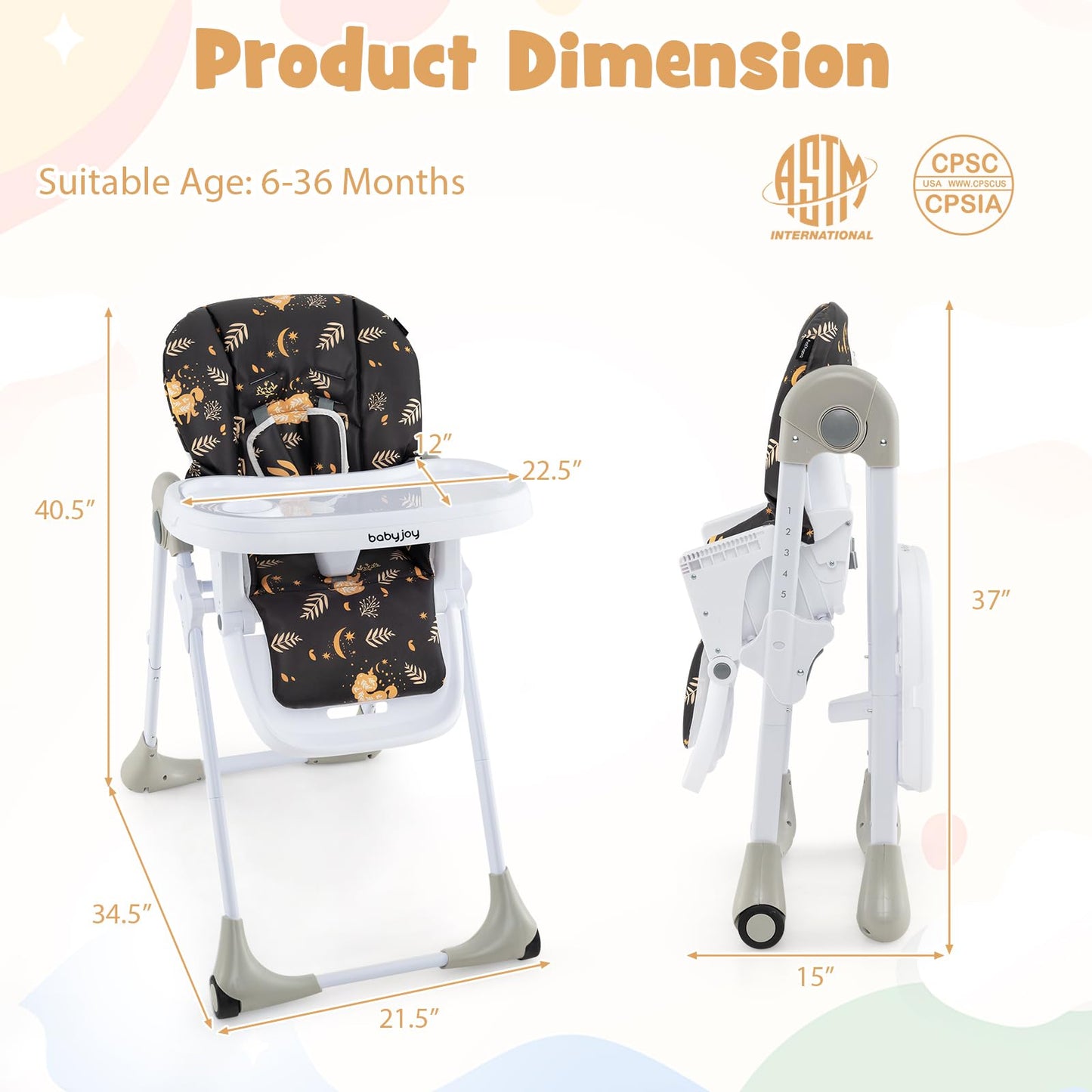 BABY JOY Convertible High Chair for Babies & Toddlers, Height Adjustable, Grow & Go High Chair w/Recline & Footrest, Removable Double Tray, Portable Baby Dinning Chair with Wheels (Beige)