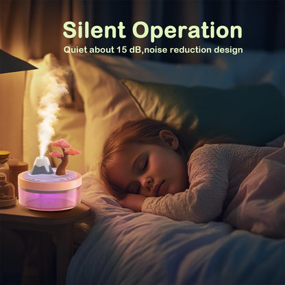 Landscape Night Light Humidifier with 2 Mist Modes, 320mL Large Tank Whisper-Quiet for Baby/Nursery/Office, Portable Mini Air Moisturizer