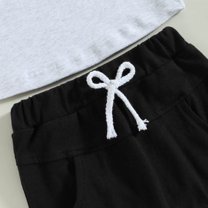 Karwuiio Toddler Baby Boy Summer Outfit Short Sleeve T-Shirt Tops Elastic Waist Shorts Set Baby Boys Clothes