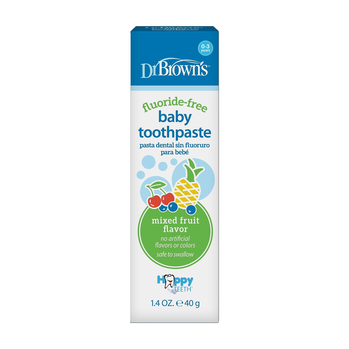 Dr. Brown's Fluoride-Free Baby Toothpaste, Safe to Swallow, Apple Pear, 1-Pack, 1.4oz/40g, 0-3 years