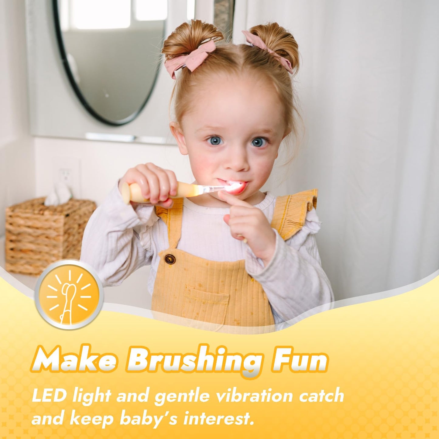Papablic Toddler Sonic Electric Kids Toothbrush for Ages 1-3 Years, Baby Electric Toothbrush with Cute Penguin Cover and Smart LED Timer, 2 Brush Heads (Pippin)