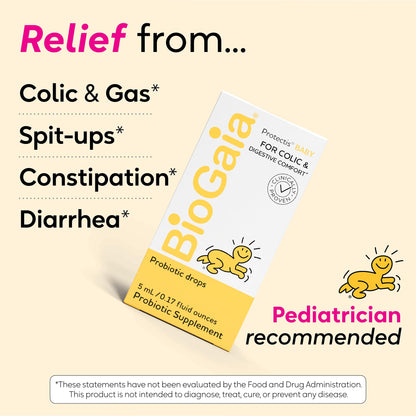 BioGaia Protectis Baby Probiotic Drops | Baby Essentials for Colic & Gas Relief | Safe for Newborns | Ease Crying, Fussing, Colic, Gas, Spit-ups & Constipation | No Dairy, Soy & Gluten | 5mL