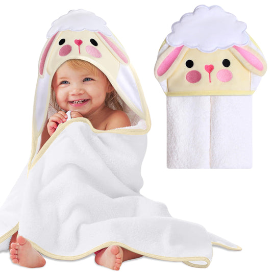 Mother's Choice Baby Hooded Towel - Large 33x33 Inch, 100% Cotton, Ultra-Soft & Absorbent Bath Towel for Newborns, Infants, Boys & Girls (Butterfly)