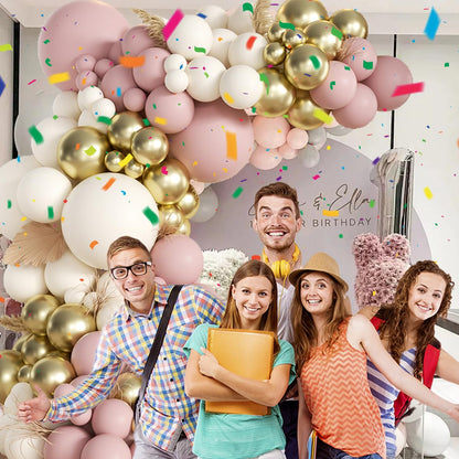 155Pcs Sage Green White Gold Balloon Garland Arch Kit with Gold Confetti Balloons for Graduation Baby Shower Decor Happy Birthday Party Wedding Jungle Decorations