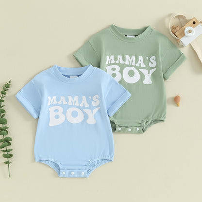 Newborn Infant Baby Boy Summer Outfit Mamas Boy Baby Clothes Boy Oversized Romper Shirts Short Sleeve Onesie