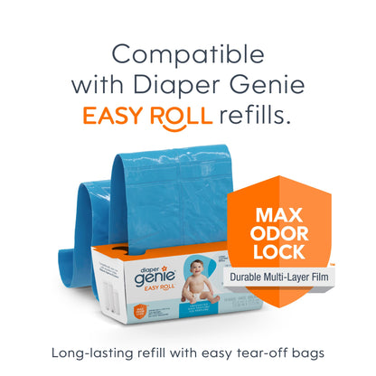 Diaper Genie Platinum Pail Gift Set, Lily White, Made of Durable Stainless Steel and Includes 2 Easy Roll Refills with 18 Bags and 30 Bags
