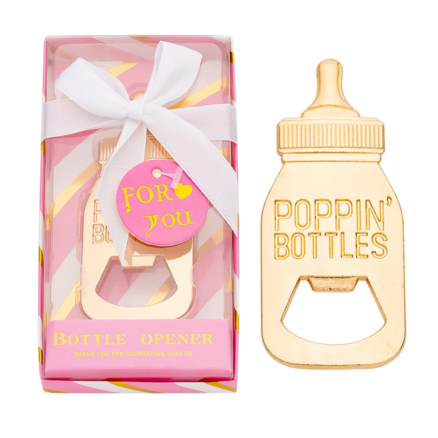 24 Pieces Baby Bottle Openers Shower Favoris, Gifts, Decorations, or Souvenir Guest Gift Boxes, Poppin Design for Baby Boys or Girls (24 Pack Green)