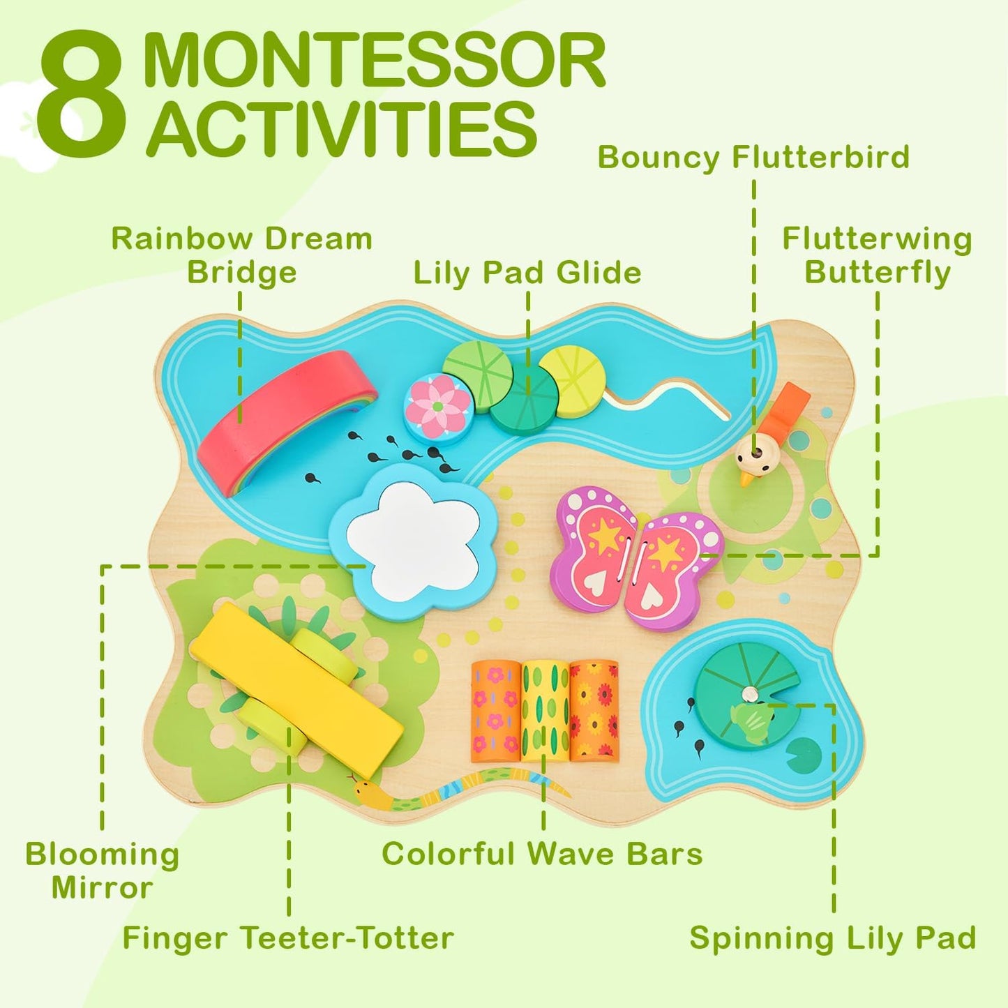Monläurd® Montessori Wooden Activity Center & Play Table for Baby to Toddlers, Activity Table with Motor Skill Development, Daycare Essentials for Early Learning