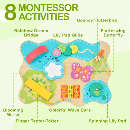 Monläurd® Montessori Wooden Activity Center & Play Table for Baby to Toddlers, Activity Table with Motor Skill Development, Daycare Essentials for Early Learning