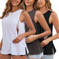Ecavus Women's 3-Pack Nursing Tank Tops Hidden Zippers Sleeveless Breastfeeding Shirts Loose Fit Maternity Tops