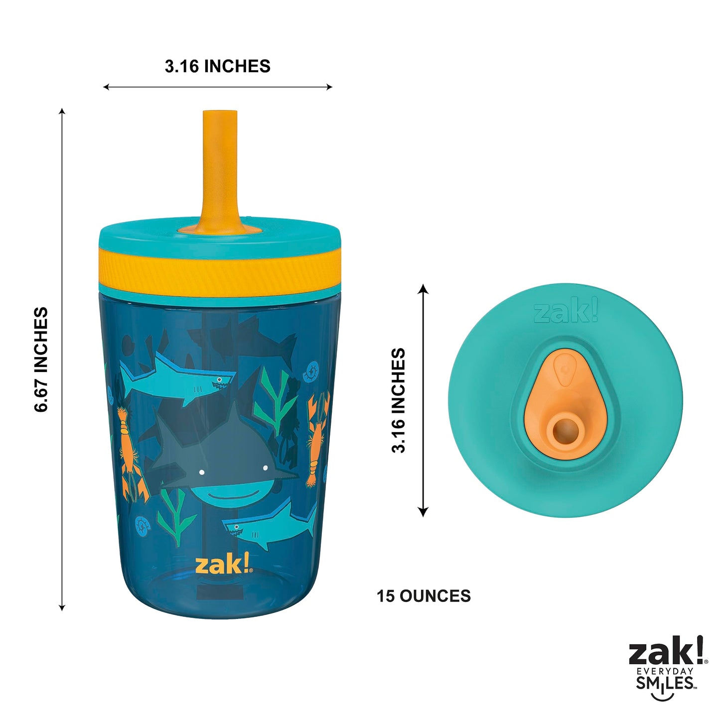 Zak Designs Disney Princess Kelso Toddler Cups For Travel or Home, 15oz 2-Pack Plastic Sippy Cups, Leak-Proof For Kids (Ariel, Aurora, Belle, Cinderella, Jasmine, Mulan, Rapunzel, Tiana)