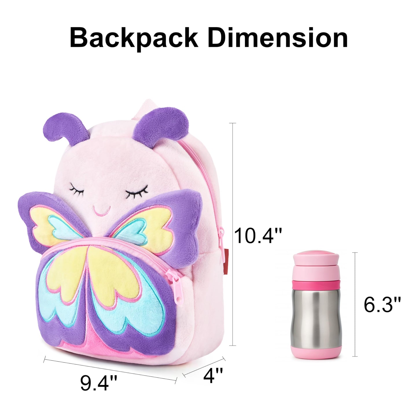 NICE CHOICE Cute Toddler Backpack Toddler Bag Plush Animal Cartoon Mini Travel Bag for Baby Girl Boy 2-6 Years(Grey Elephant)
