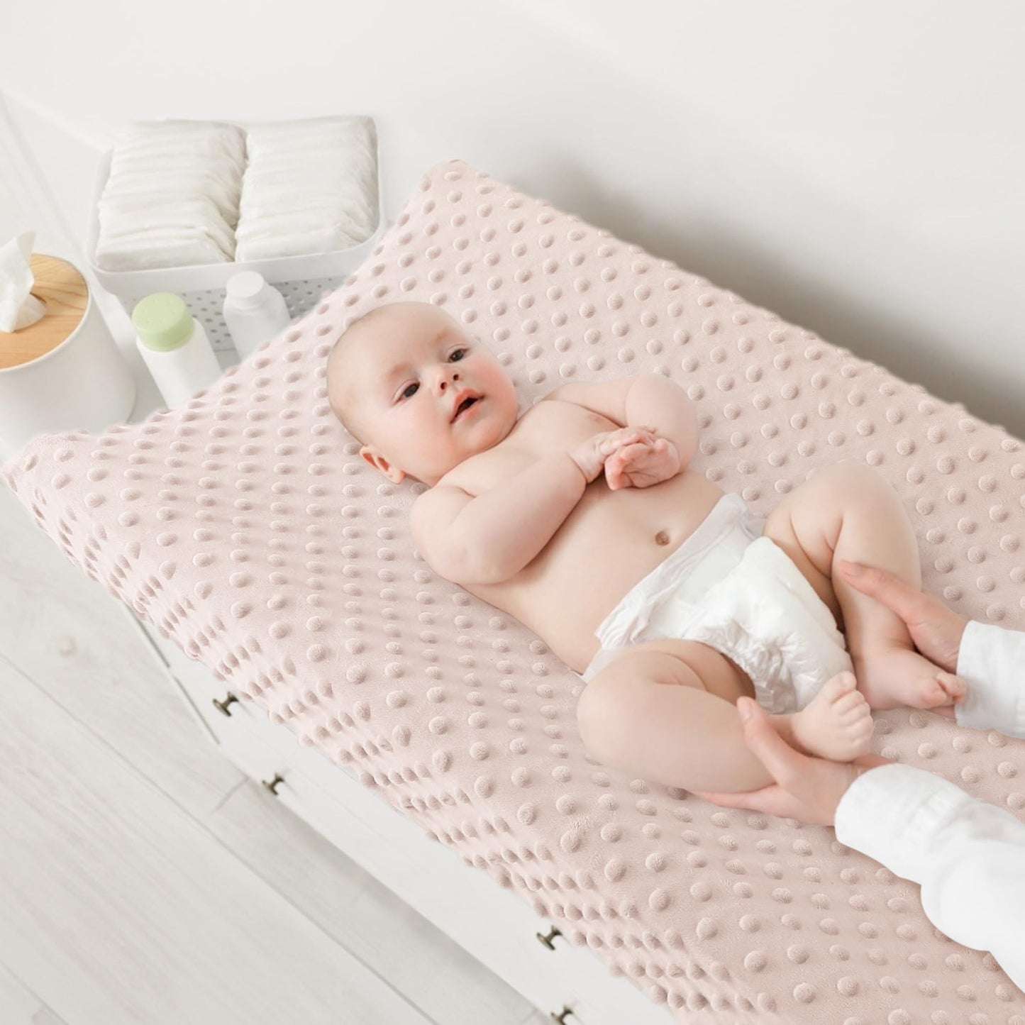 Susurration 2Pack Changing Pad Covers Super Soft Minky Dots Plush Changing Table Covers 33x17x7in Breathable Changing Pad Sheets for Unisex Baby Girls and Boys (Beige&Brown)