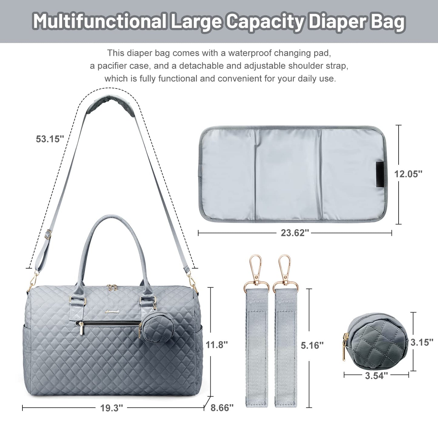 LOVEVOOK Diaper Bag Tote with Pacifier Case and Changing Pad, Large Capacity Mommy Bag for Hospital and Weekender Travel, Functional Baby Bag Newborn Baby Essential, Black