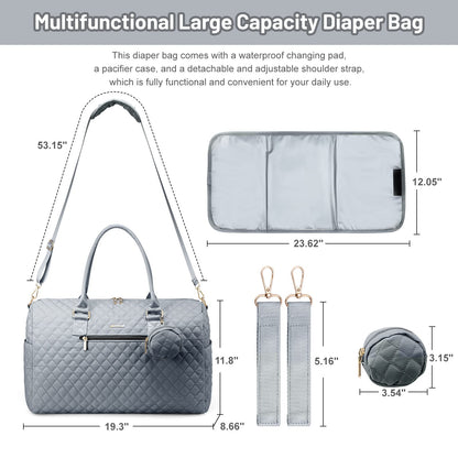 LOVEVOOK Diaper Bag Tote with Pacifier Case and Changing Pad, Large Capacity Mommy Bag for Hospital and Weekender Travel, Functional Baby Bag Newborn Baby Essential, Black