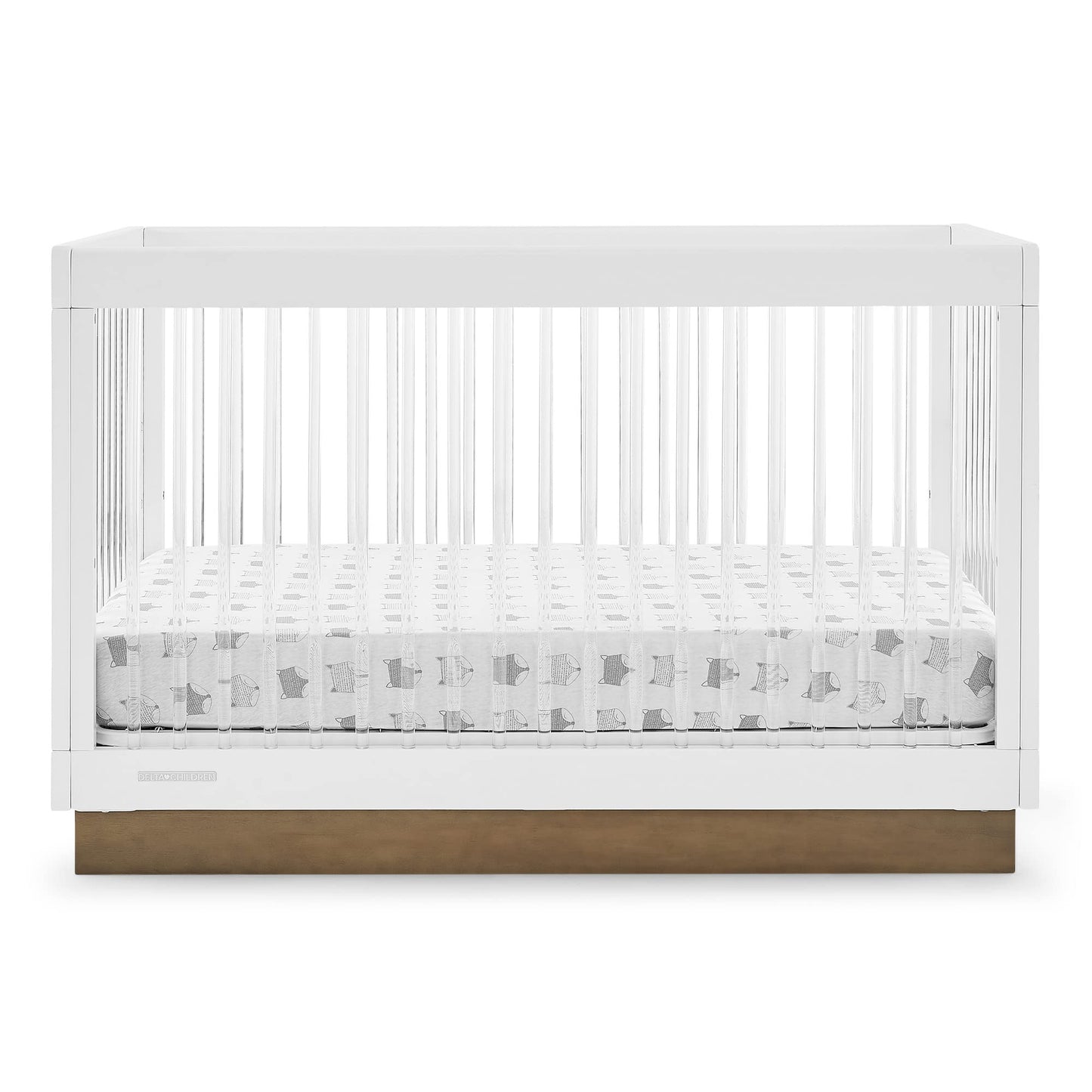 Delta Children James Acrylic 4-in-1 Convertible Crib - Greenguard Gold Certified, Midnight Grey/Acorn