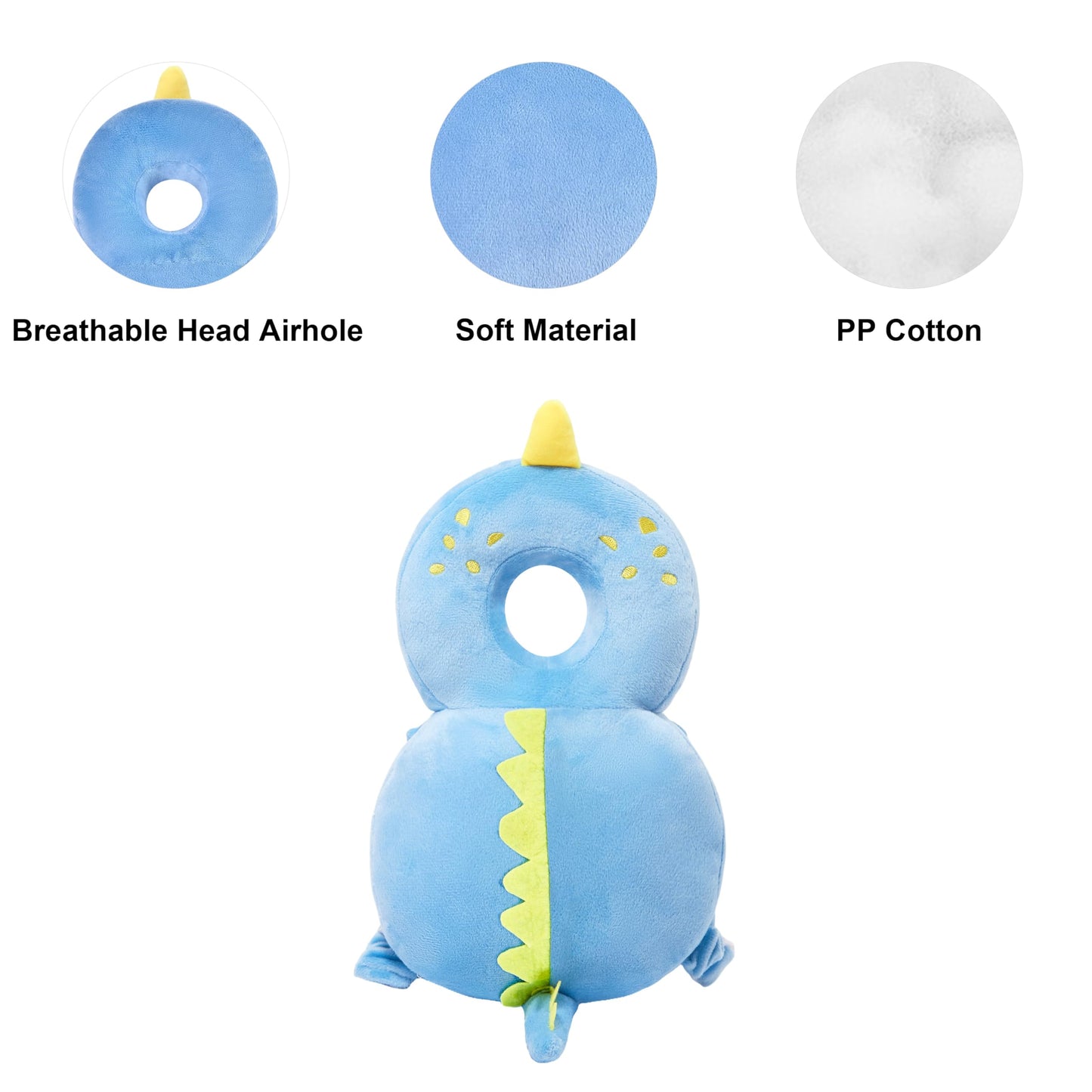 Baby Back Potection Toddler Safety Protector Cushion Pad Toddler Backpack for Crawling Walking Adjustable Toddlers Back Safety Pad for Boys and Girls(Green Dinosaur)