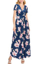 OUGES Maternity Maxi Dress Wrap V Neck Baby Shower Pregnancy Dresses for Photoshoot