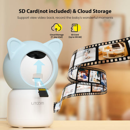 litokam 4MP Baby Monitor with 2 Cameras and Audio, 5-inch 1080P Split-Screen, No WiFi & 5G/2.4G WiFi, Remote Pan-Tilt-Zoom, Night Vision, VOX, Temperature Sensor, 2-Way Talk, 7 Lullabies, 1000ft Range