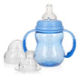 Nuby 3 in 1 Baby Bottle to Training Sippy Cup - 8 Oz Toddler Cups Spill Proof with Soft Spout, Nipple & Removable Grip Handles - Dishwasher Safe (Blue)
