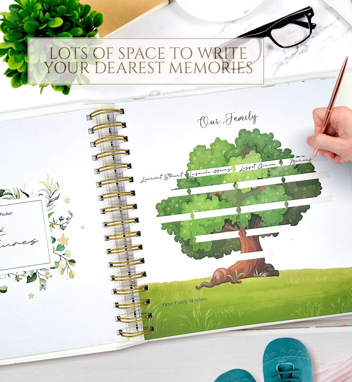 Modern Baby Memory Book Gender Neutral with Ample Photo Space, First 5 Year Journal Baby Book Keepsake with Spacious Pregnancy Section, Scrapbook Baby Photo Albums, Ideal for Baby Shower Gifts