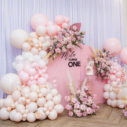 Beige Balloons, 60 PCS 12 Inch Cream Nude Sand White Clear Latex Birthday Balloons for Birthday Baby Shower Wedding Party Decorations