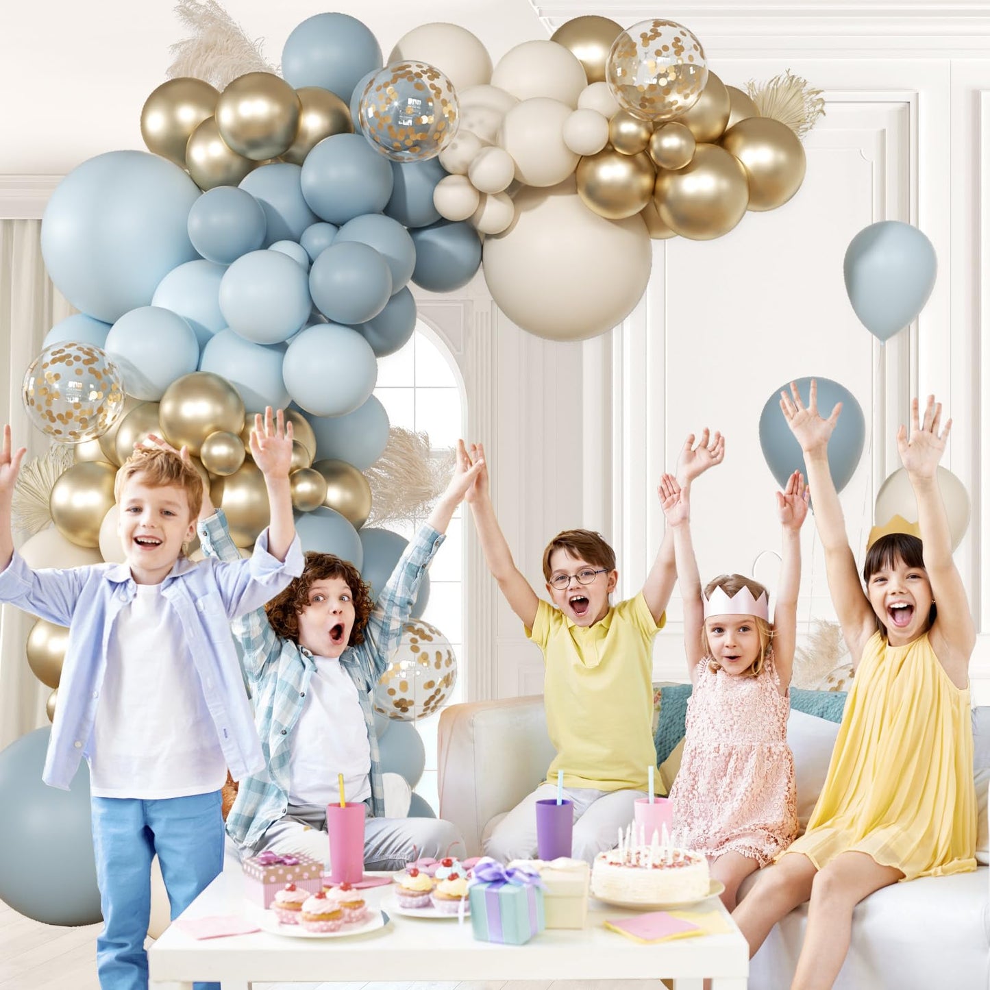 147pcs Neutral Balloon Garland Arch Kit, Different Sizes with Beige Cream Sand White Metallic Champagne Gold Balloons for Wedding Bridal Shower Birthday Boho Neutral Baby Shower Party Decorations