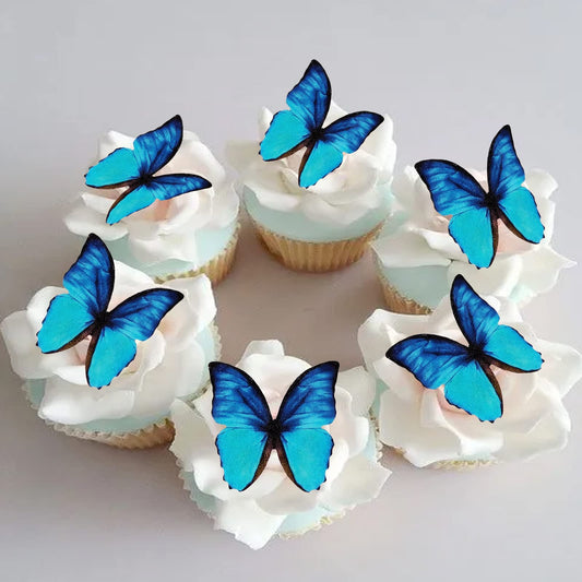 GEORLD Edible Wafer Paper Butterflies Set of 48 Purple Colorful Cake Decorations, Cupcake Topper Mixed Color